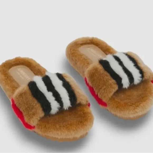 Burberry Hockley Faux Fur Slipper Sandal - Picture 2 of 9